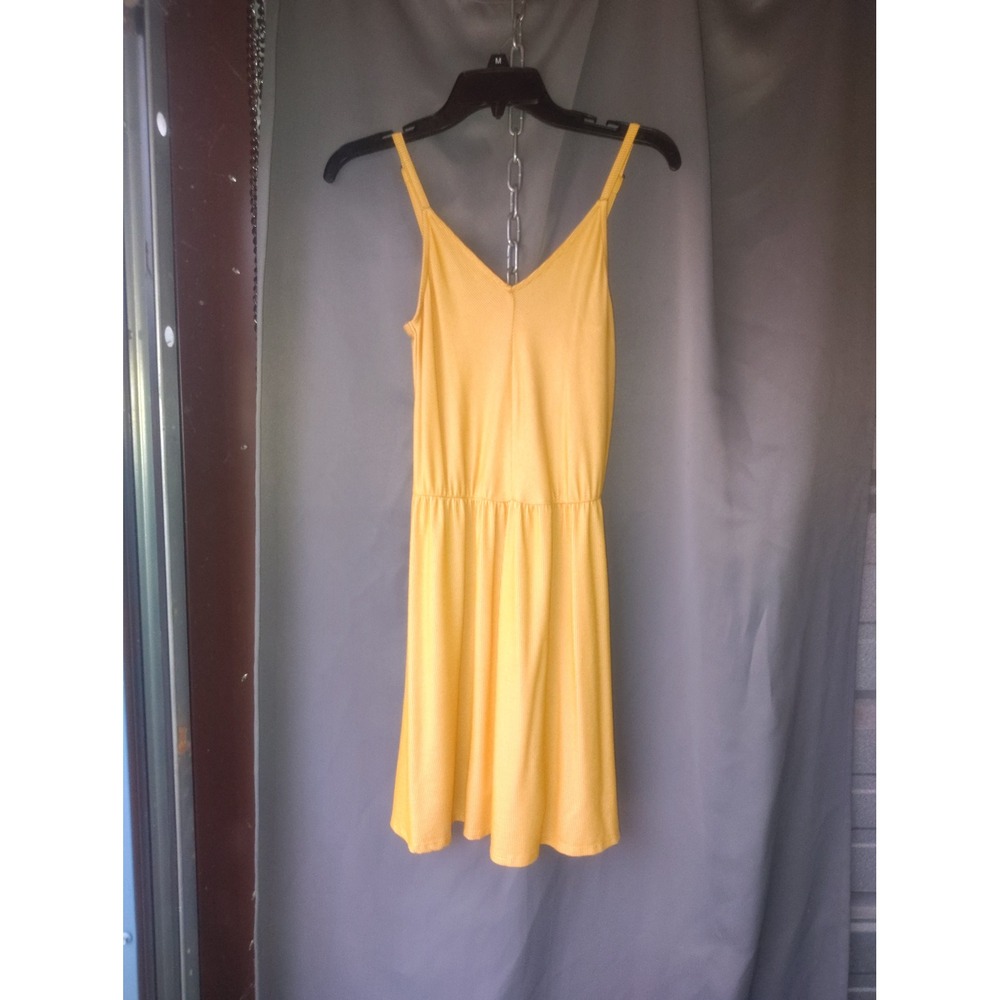 Universal Thread Mustard Yellow‎ Ribbed V-Neck Mini Dress Womens XS Adjustable